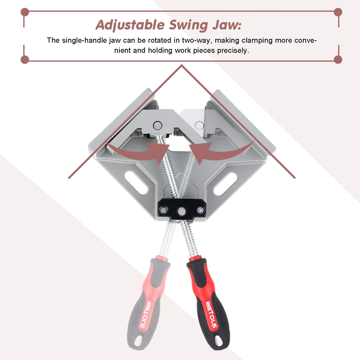 WETOLS Corner Clamp 4pcs - 90 Degree Right Angle Clamp - Single Handle Corner Clamp with Adjustable Swing Jaw Aluminum Alloy, Photo Framing, Tools WETOLS