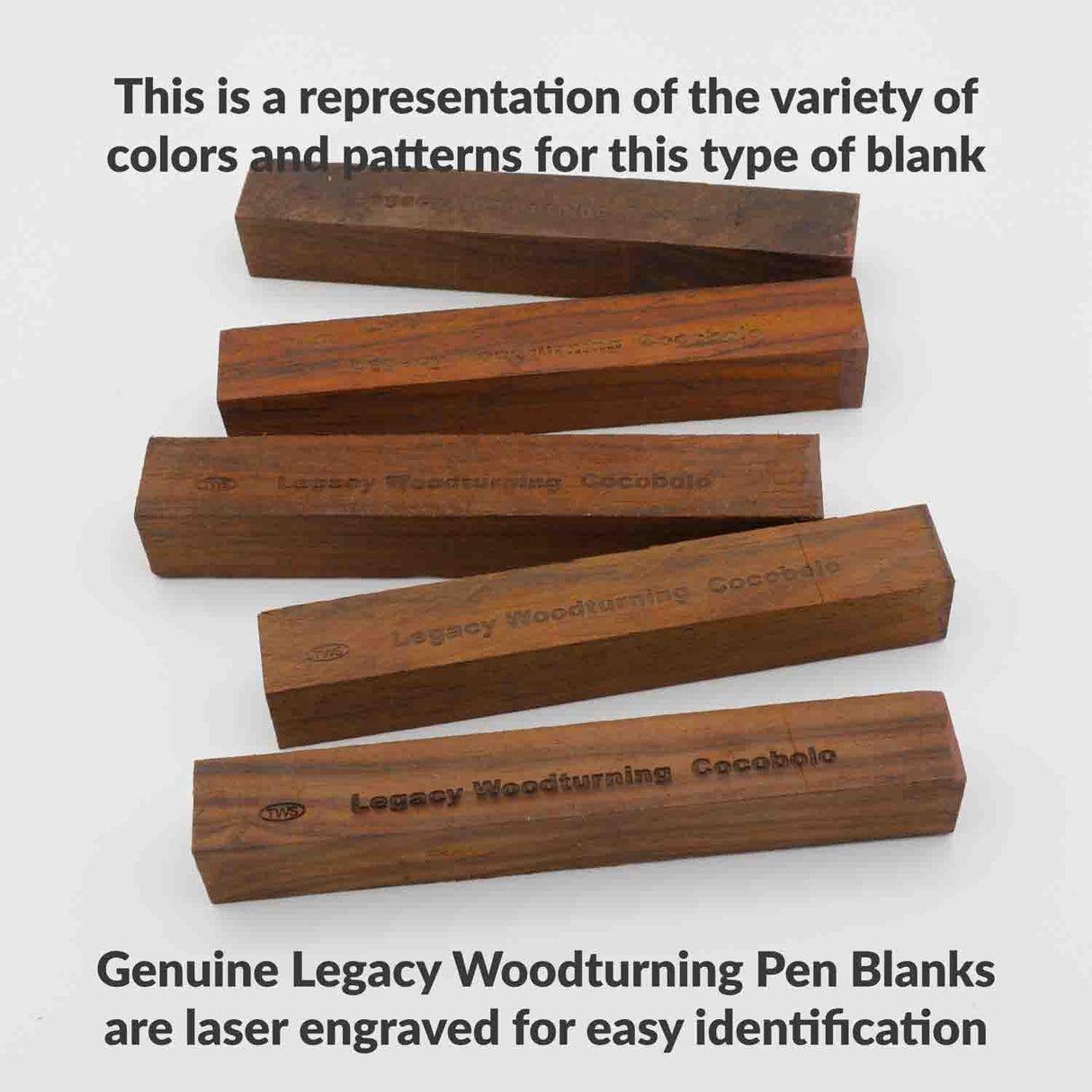 Legacy Woodturning, Cocobolo Wood Pen Blank, 3/4" x 3/4" x 5", Pack of 10 Legacy Woodturning