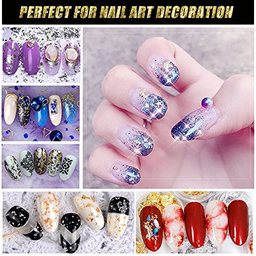 Gold Foil Flakes for Resin, 6 Bottles Gilding Flakes Metallic Foil Flakes with Tweezers for Nails,Painting,Crafts,Slime Mingjieus