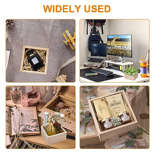 8-Pack Unfinished Small Wooden Boxes 6 Inch Square Rustic Wooden Box for Crafts Wood Box Centerpiece Small Square Wood Boxes for DIY Craft Voittozege