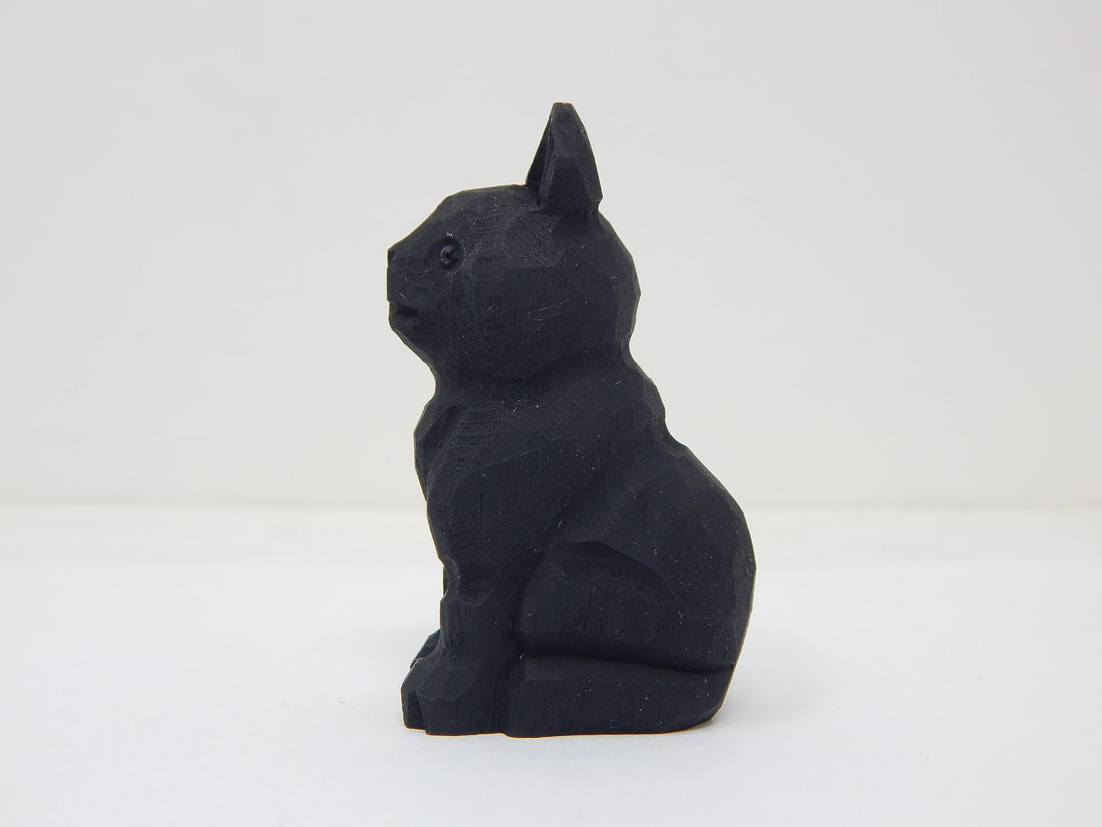 Selsela Black Cat Figurine Handmade Wood Carved Small Statue Halloween Decor Pet Craft Miniature Animal Selsela