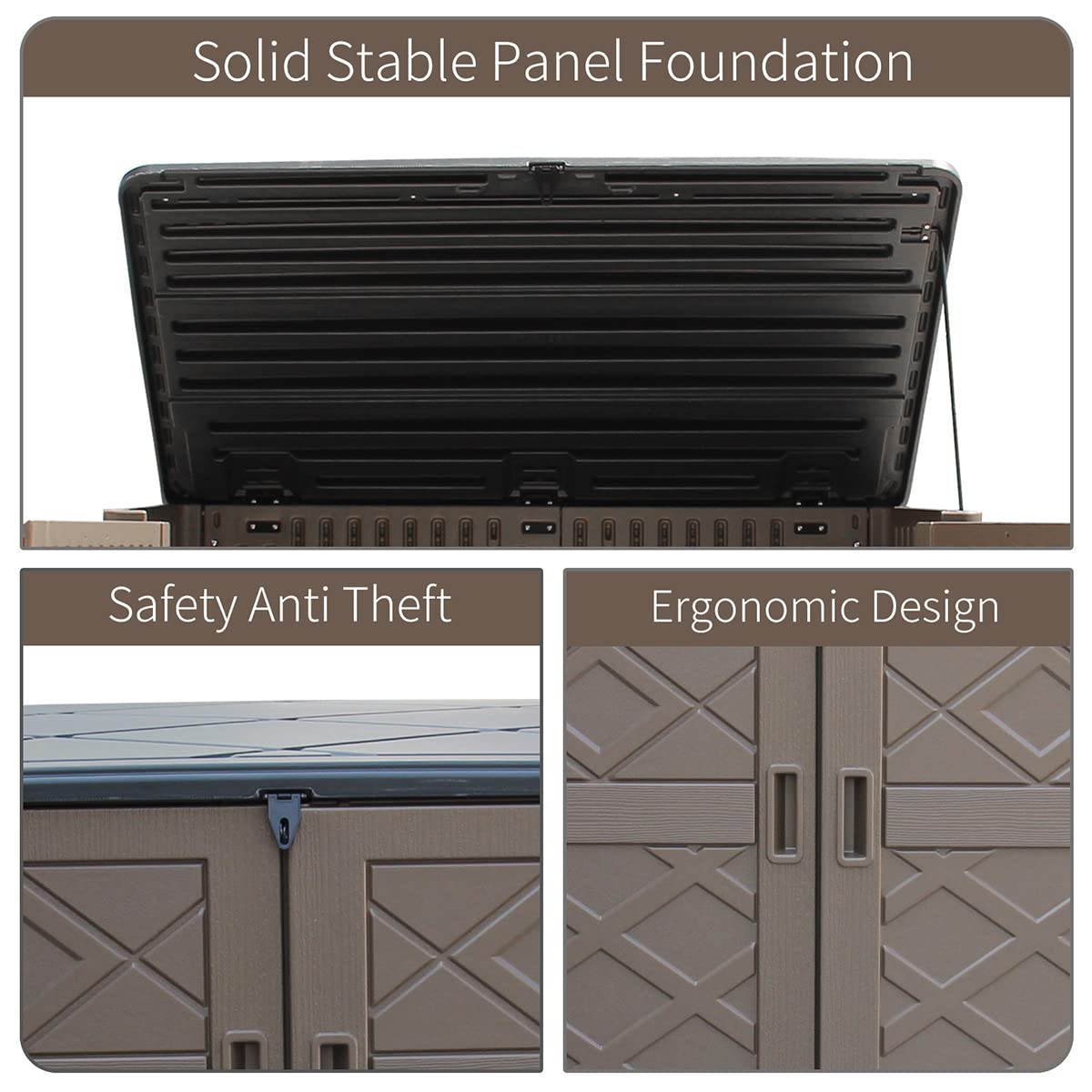 ADDOK Horizontal Large Outdoor Storage Sheds, Resin Patio Outdoor Storage Cabinet for Patio Furniture,Grill, Pool Toys and Gardening Tools. ADDOK