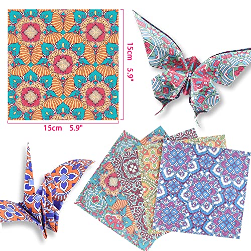 Origami Paper 6x6 Double Sided 50 Sheets 10 Colors origami kit Japanese Chiyo Square Craft Kits Easy Fold Arts Crafts DIY Handwork Beginner Bohemia Mifuner