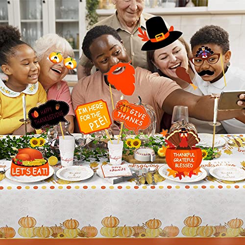 25 Count Thanksgiving Day Friendsgiving Big Photo Booth Props Kit for Autumn Funny Turkey Day Party Decorations Supplies DIY Selfie Props Set with WoodArtSupply
