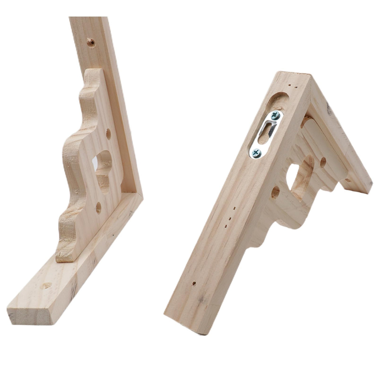 Antrader 2PCS Wooden Shelf Brackets,8" Wall Mount Natural Wood Bracket,Solid Bracket Shelf Supports Kits Antrader