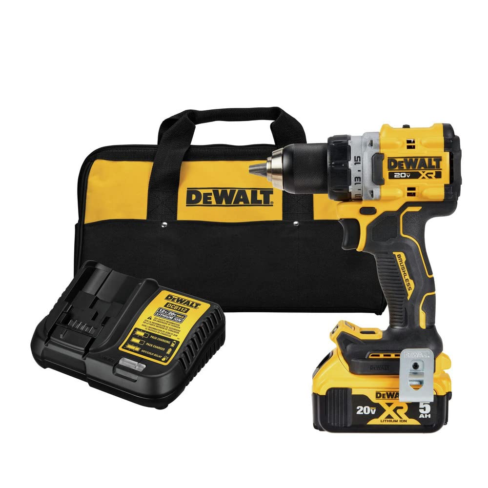 DEWALT 20V MAX* XR® Brushless Cordless 1/2 in. Drill/Driver Kit (DCD800P1), Yellow DEWALT