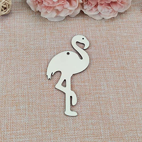 20pcs Flamingo Shape Unfinished Wood Cutouts DIY Crafts Blank Flamingo Wooden Ornaments for Summer Hawaii Luau Theme Party Decoration JANOU