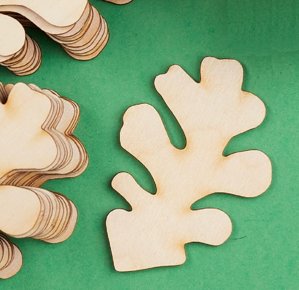 Factory Direct Craft Pack of 24 Unfinished Wood Oak Leaf Cutouts - Blank Wooden Leaves Shapes for Crafts and DIY Fall Projects - Made in USA (Size: 3 Factory Direct Craft
