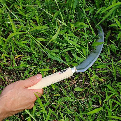 KAKURI Japanese Sickle Garden Tool 6.7" [Serrated Edge] Made in Japan, Garden Sickle for Harvesting and Weeding, Razor Sharp Japanese Stainless Steel