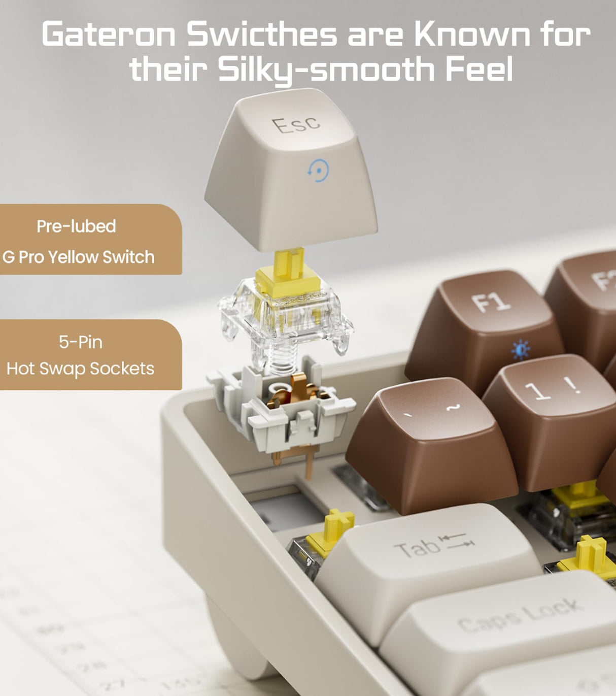 ROYALAXE R100 Wireless Mechanical Keyboard, Hot Swappable Wired/2.4G Wireless/Bluetooth Keyboard with RGB Light for Windows & Mac, PBT Keycaps, ROYALAXE