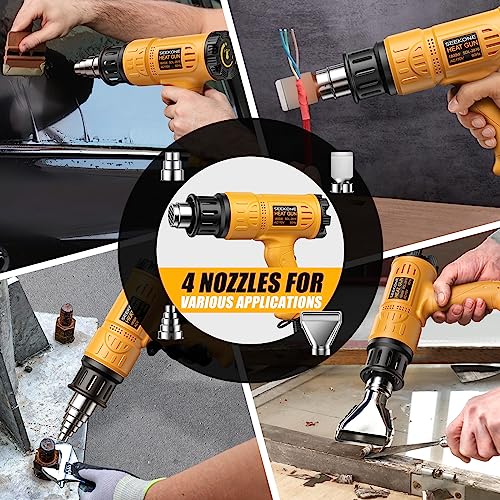 SEEKONE Heat Gun 1800W Hot Air Gun Variable Temperature Control for 2-Temp Settings 122℉~1202℉(50℃- 650℃) with 4 Nozzels for Crafts, Vinyl Wrap, SEEKONE