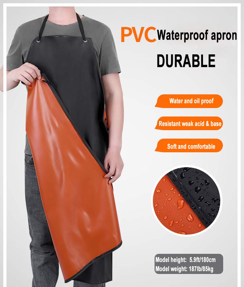 Waterproof Apron Rubber Vinyl, Heavy Duty 43" x 31" Plastic Apron Keeps You Clean and Dry When Dishwashing, Lab Work, Butcher, Dog Grooming, Cleaning Younber