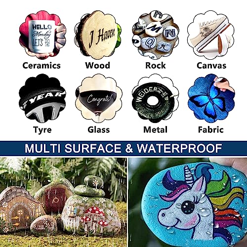 TFIVE Red Paint Pens Markers - 12 Pack Oil Based Permanent Marker, Medium Tip, Never Fade, Quick Dry, Waterproof Paint Pen for Rocks Painting, Wood, TFIVE