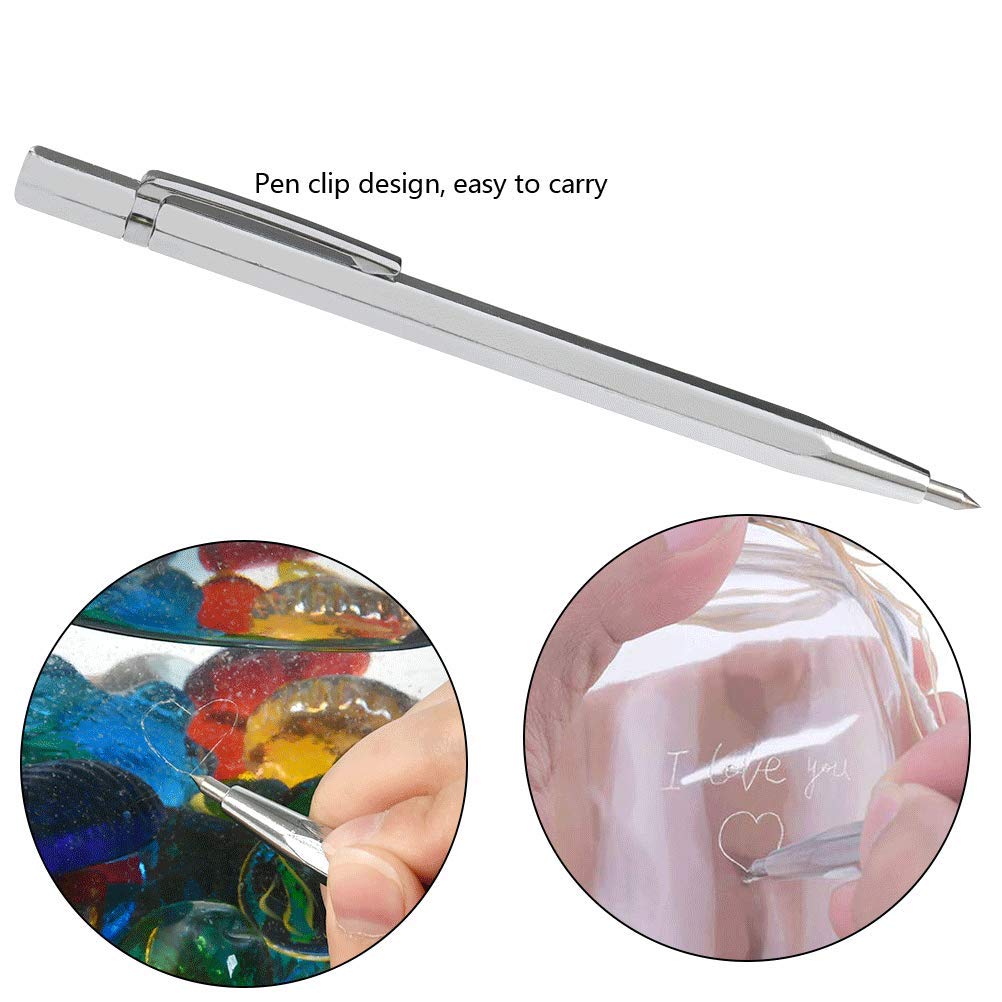 YOTINO Glass Cutting Tool Kit Includes Blue Grip Oil Feed Glass Cutter with 2 pliers, 3 Extra Replacement Head, Tungsten Scribe Engraving Pen, YOTINO