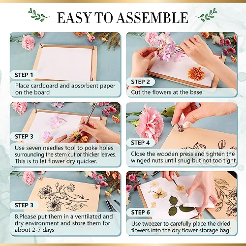Aboofx Large Professional Flower Press Kit, 6 Layers 10.8 x 6.9 inch DIY Flower Pressing Kit for Adults to Making Dried Flower & Press Flowers Arts Aboofx