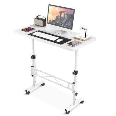 Small Standing Desk Adjustable Height, Mobile Stand Up Desk with Wheels, 32 Inch Portable Rolling Desk Small Computer Desk, Portable Laptop Desk