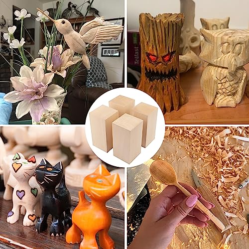 2 Pack Basswood Carving Blocks, 6x3x3 Inches Basswood Blocks for Beginner to Advanced Carvers, Ideal for DIY Projects and Gifts, Soft and Smooth, GNIEMCKIN