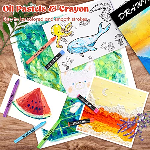 Caliart Pink Art Supplies, 153-Pack Deluxe Wooden Art Set Crafts Drawing Painting Coloring Supplies Kit with 2 A4 Sketch Pads, Halloween Creative Caliart