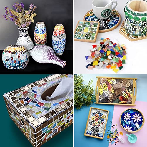 LITMIND Green Mixed Irregular Glass Mosaic Tiles for Art Crafts, 9oz Value Pack Mosaic Making Supplies, Mosaic Kits for Adults LITMIND