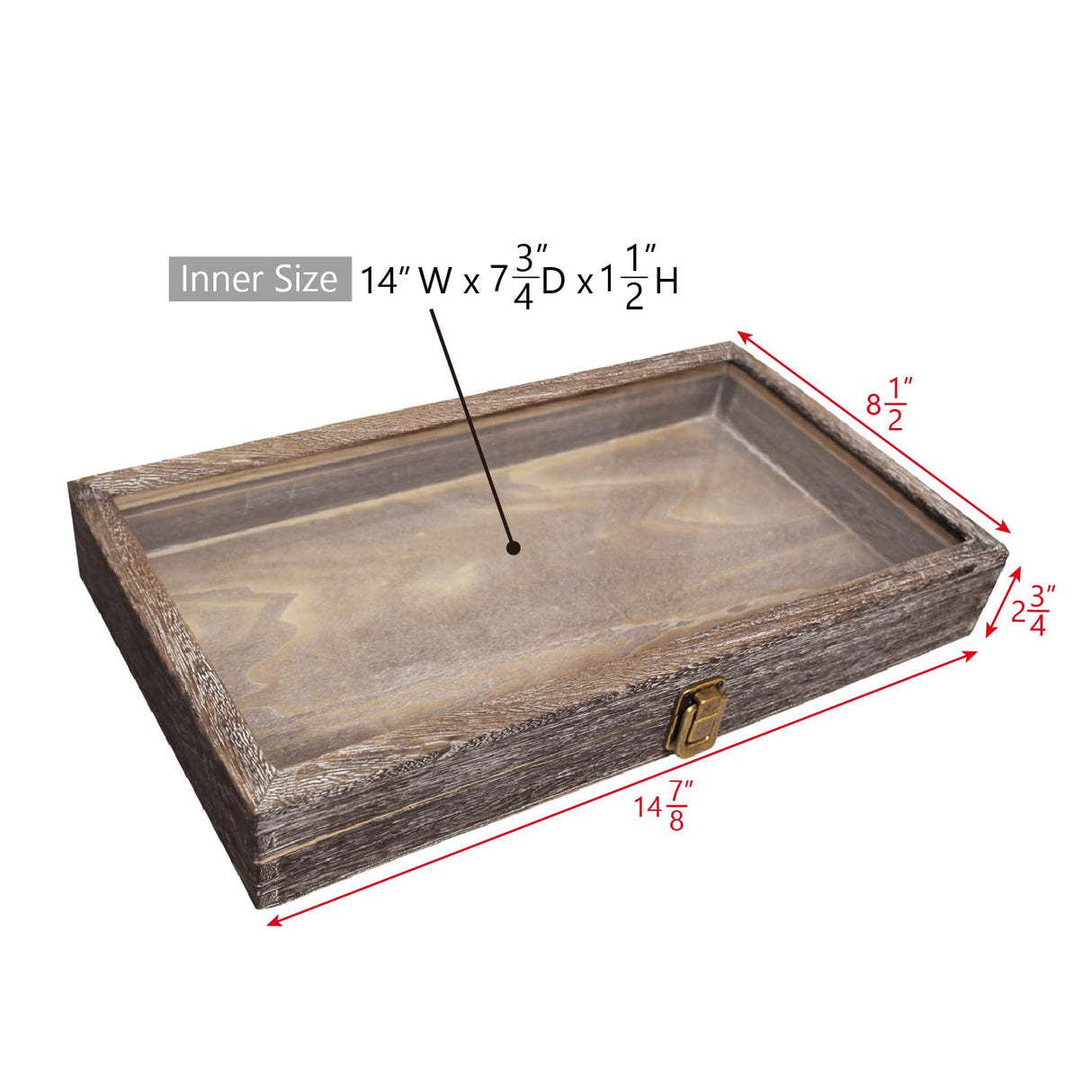 MOOCA Wood Glass Top Jewelry Display Case Accessories Storage, Wooden Jewelry Tray for Collectibles, Pocket Knife Display Case with Metal Clasp and MOOCA