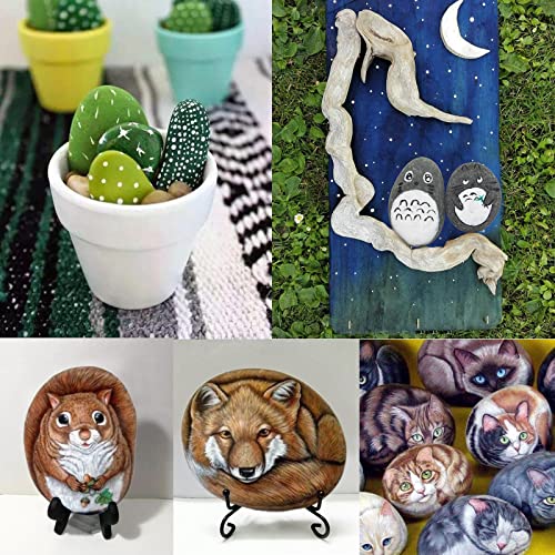 Markdang 40 Pcs Large Rocks for Painting 25pcs 2-3” & 15pcs 3-4” River Rocks for Painting Natural Flat & Smooth Rocks for Painting for Kids & Adult Markdang