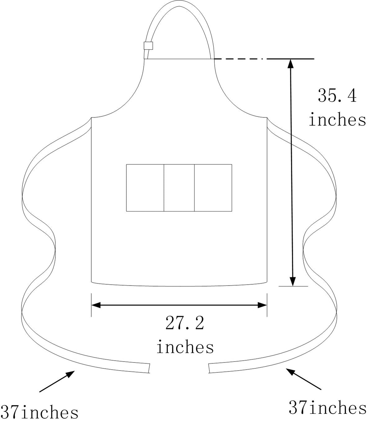 SEW UR LIFE Black Professional Resist Water Adjustable Extra Long Bib Apron 3 Pockets Home Kitchen Garden Restaurant Cafe Bar Pub Bakery for Cooking SEW UR LIFE