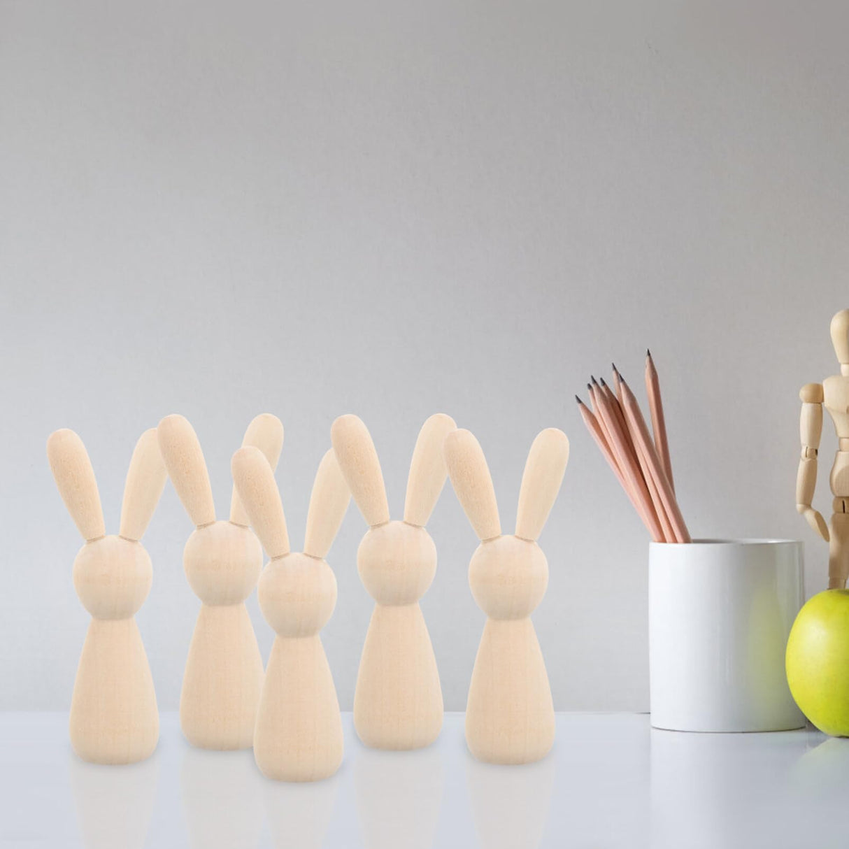 Light House Decorations for Home 10 Pcs Unfinished Wooden Peg Dolls Rabbit Wooden Peg Figures Animal Doll Bodies for DIY Craft Art Home Party EXCEART