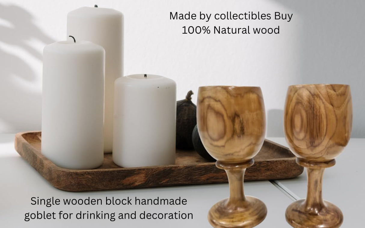collectiblesBuy Vintage Wooden Wine Goblet Handmade Wood Toasting Glass Kitchen & Bar Accessories Wooden Glasses Set Of 2 for toast collectiblesBuy