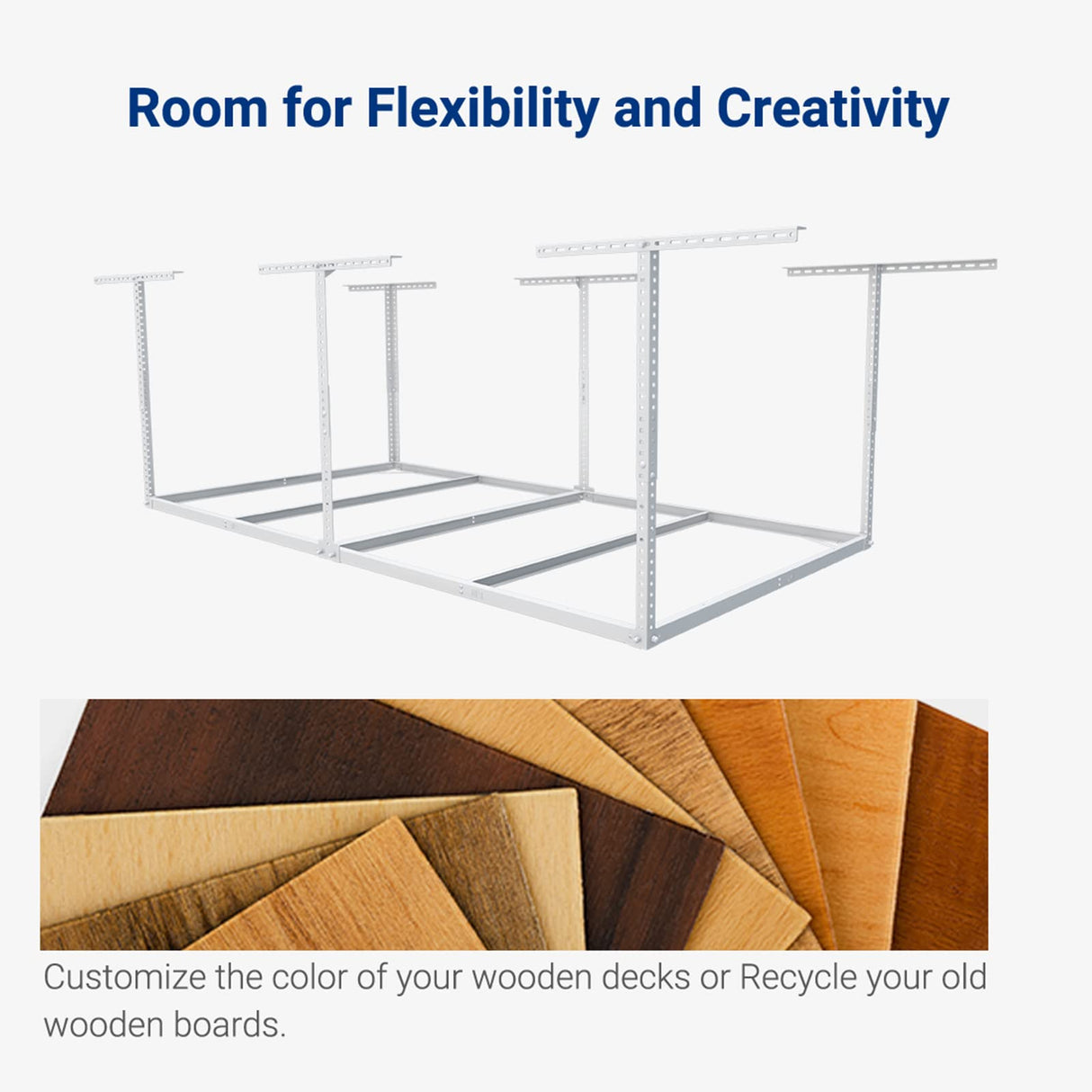 FLEXIMOUNTS 4x8 Overhead Garage Storage Rack without Decking,Garage Storage Organization System,Heavy Duty Metal Garage Ceiling Storage Racks,600lbs FLEXIMOUNTS