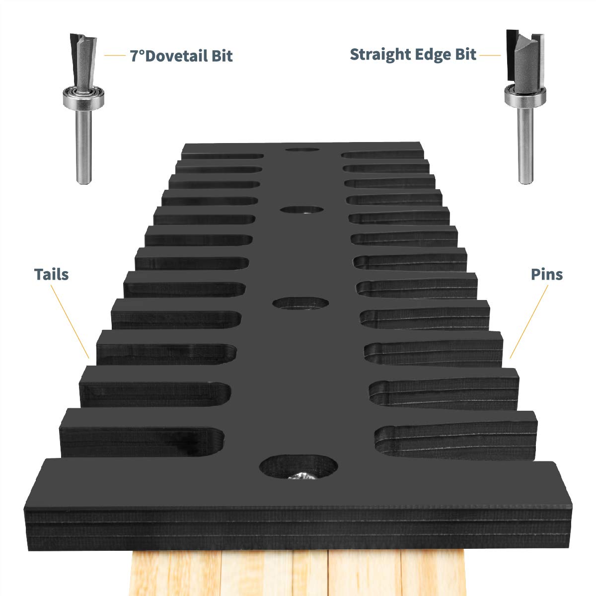 POWERTEC 71529 15-Inch Dovetail Jig System w/Template, Straight Edge Router Bit, Dovetail Bit and Mounting Hardware POWERTEC