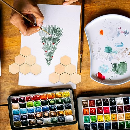 MAGICLULU 100PC Unfinished Wood Hexagon Pieces Unfinished Wood Cutout Hexagon Hexagon Blank Unfinished Wood Slices for Craft DIY Projects 3CM MAGICLULU