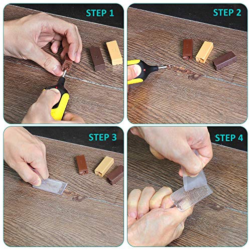 Navaris Wood Floor Repair Kit - Wax Sticks and Melting Tool for Repairing Hardwood Floors, Laminate Flooring, Furniture - Touch Up Scratches Filler Navaris