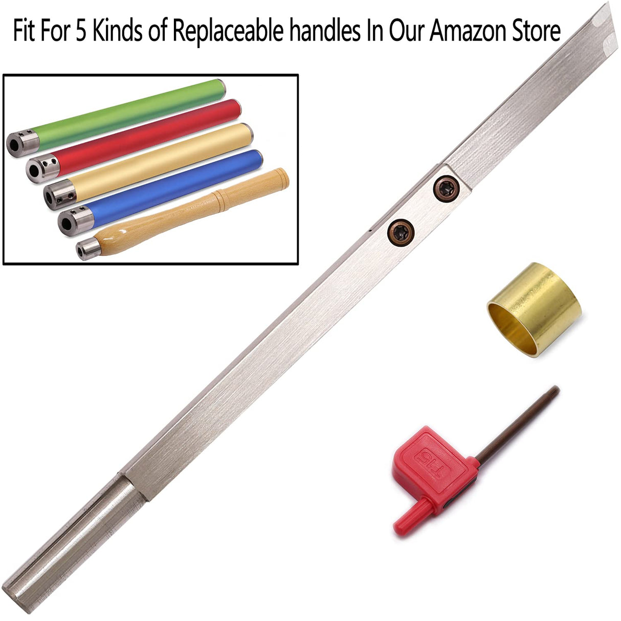 Parting Woodturning Lathe Carbide Tipped Grooving Tool with 2pcs Carbide Inserts and Copper Hoop Dirtech