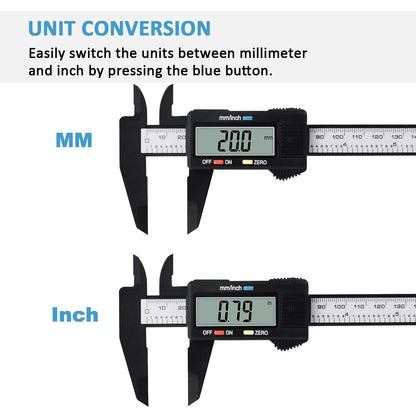 Digital Caliper, Adoric 0-6" Calipers Measuring Tool - Electronic Micrometer Caliper with Large LCD Screen, Auto-Off Feature, Inch and Millimeter