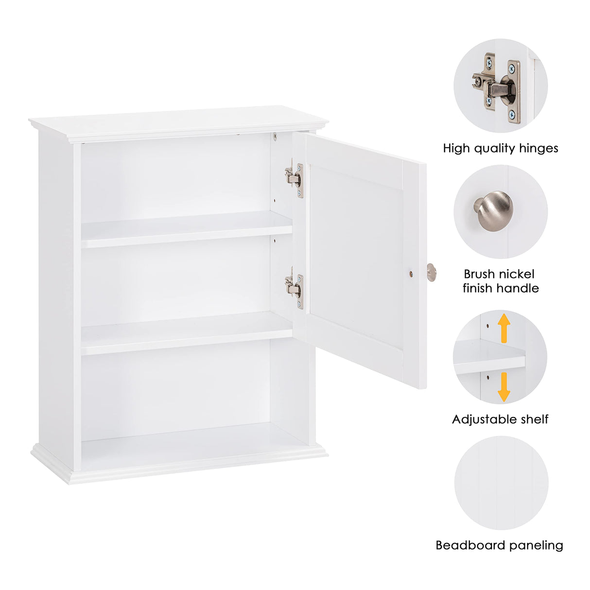 Spirich Wall-Mounted Bathroom Cabinet with Adjustable Shelf in White Spirich