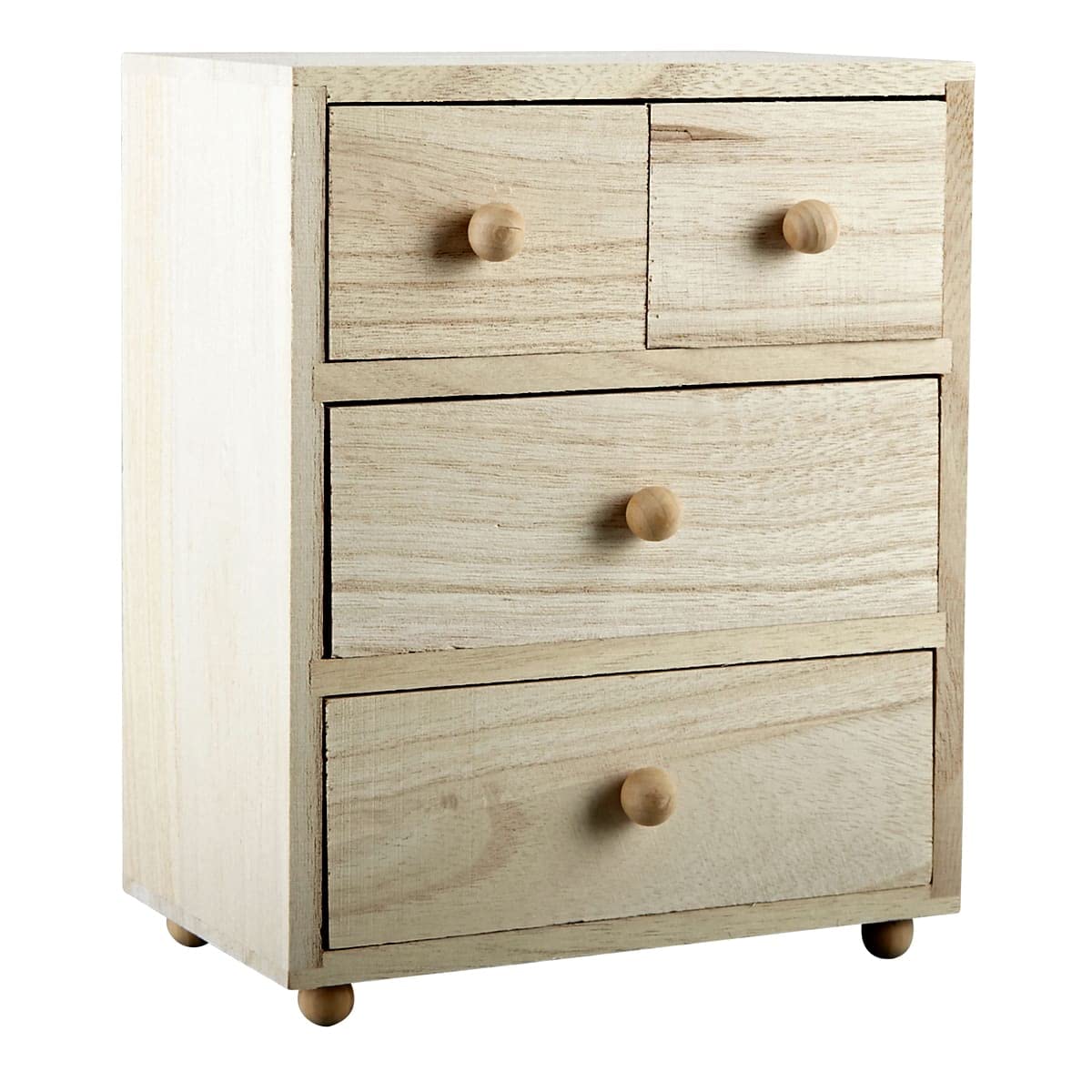 7.5” Unfinished Wooden 4-Drawer Box by Make Market - Ready-to-Decorate Wood Box for Trinkets, Coins, Jewlery, Valuables - Bulk 6 Pack ArtMinds