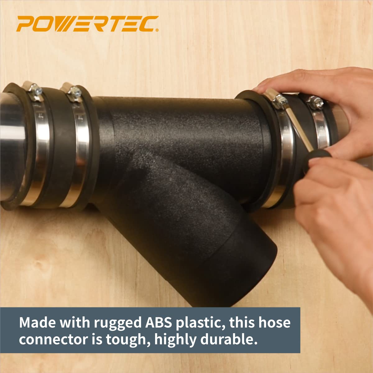 POWERTEC 70106V 4-Inch Y-Fitting Dust Collection Hose Connector - 1 Pack POWERTEC