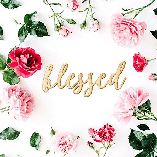 Woodums Blessed Modern Calligraphy Wood Sign Home Décor Wall Art for Gallery Wall - Unfinished 12"x5" Woodums
