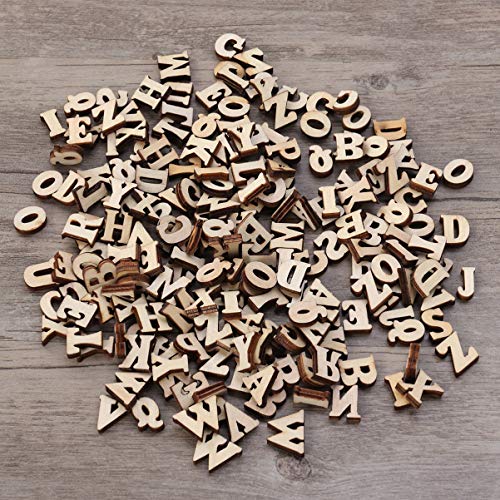 SEWACC Kids Toys Wood Crafts Unfinished Wood Alphabet Letters 200pcs 15mm English Letters Wooden Slice Unfinished Wood Crafts for DIY Craft SEWACC