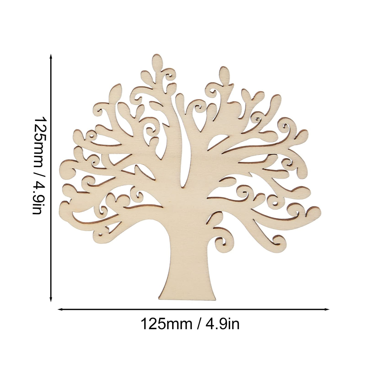 20pcs Blank Wooden Family Tree, Wood Cutout Unfinished Wood Crafts Tree Embellishments for Family Tree Weddings Christmas Ornaments HERCHR