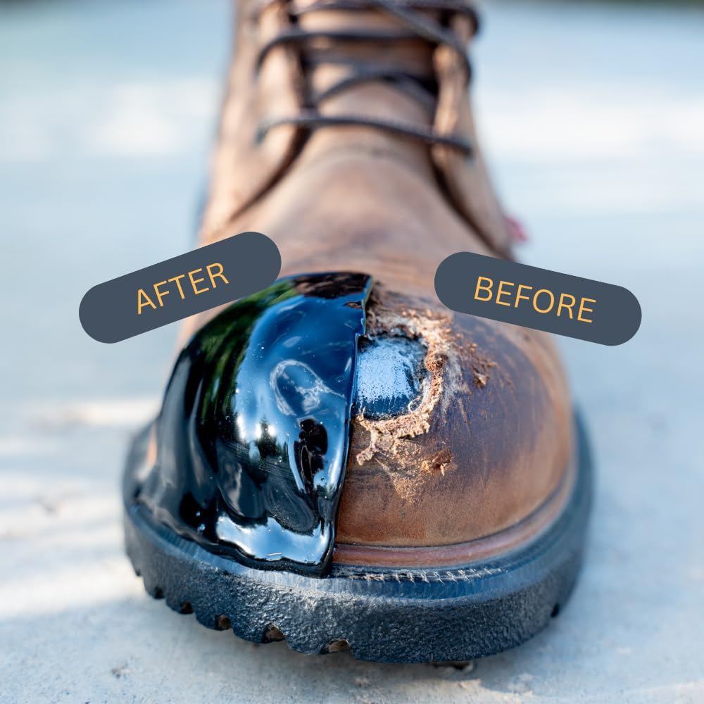 Tuff Toe Work Boot Repair Kit: BLACK TUFF GUN APPLICATOR & BOOT BUNDLE (BLACK) Combo Upgrade Leather Boot Shoe Adhesive Resole Restore Steel Toe Work Tuff Toe