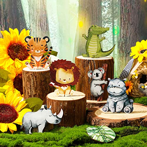 Geetery 12 Pcs Woodland Animals Wooden Animal Cutout Shapes Forest Painted Woodland Baby Shower Decorations Woodland Creatures Wood Table Geetery