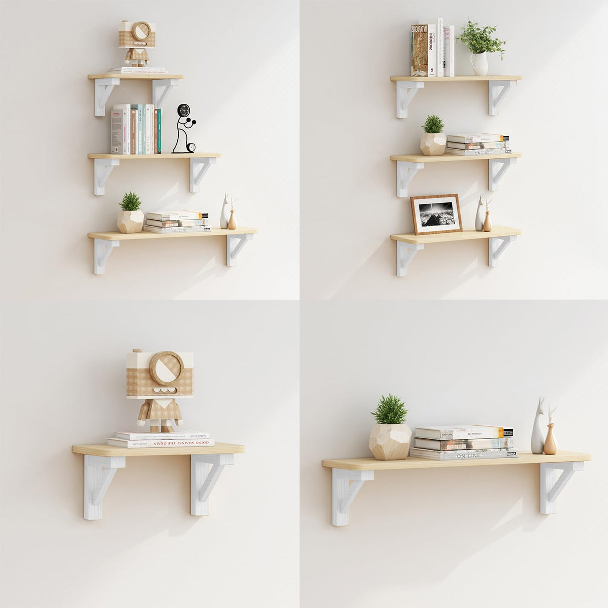 2 Pack Wall Mount Wood Shelf Bracket Triangle Wooden Shelf Brackets for Plank Sconce Plug in Pendant Lamp Decorative DIY Wood Bracket Include OVOV