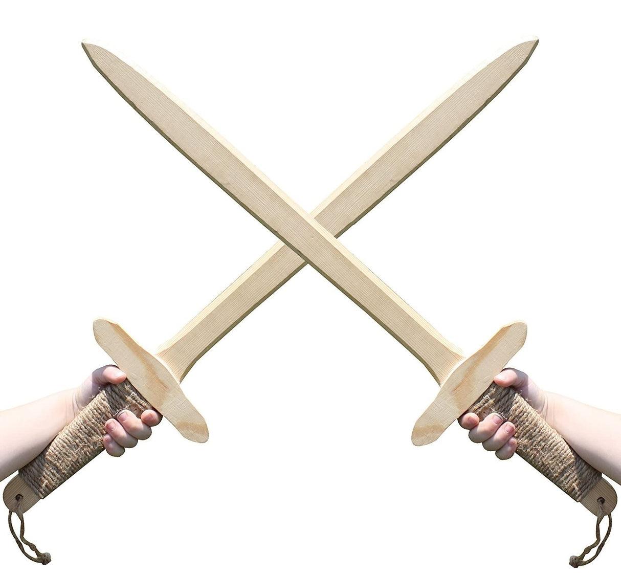 Adventure Awaits! Wooden Toy Sword for Kids with Jute Wrapped Handle | 2 Pack | Lightweight and Durable for Imaginative Kids | Set of 2 Adventure Awaits!