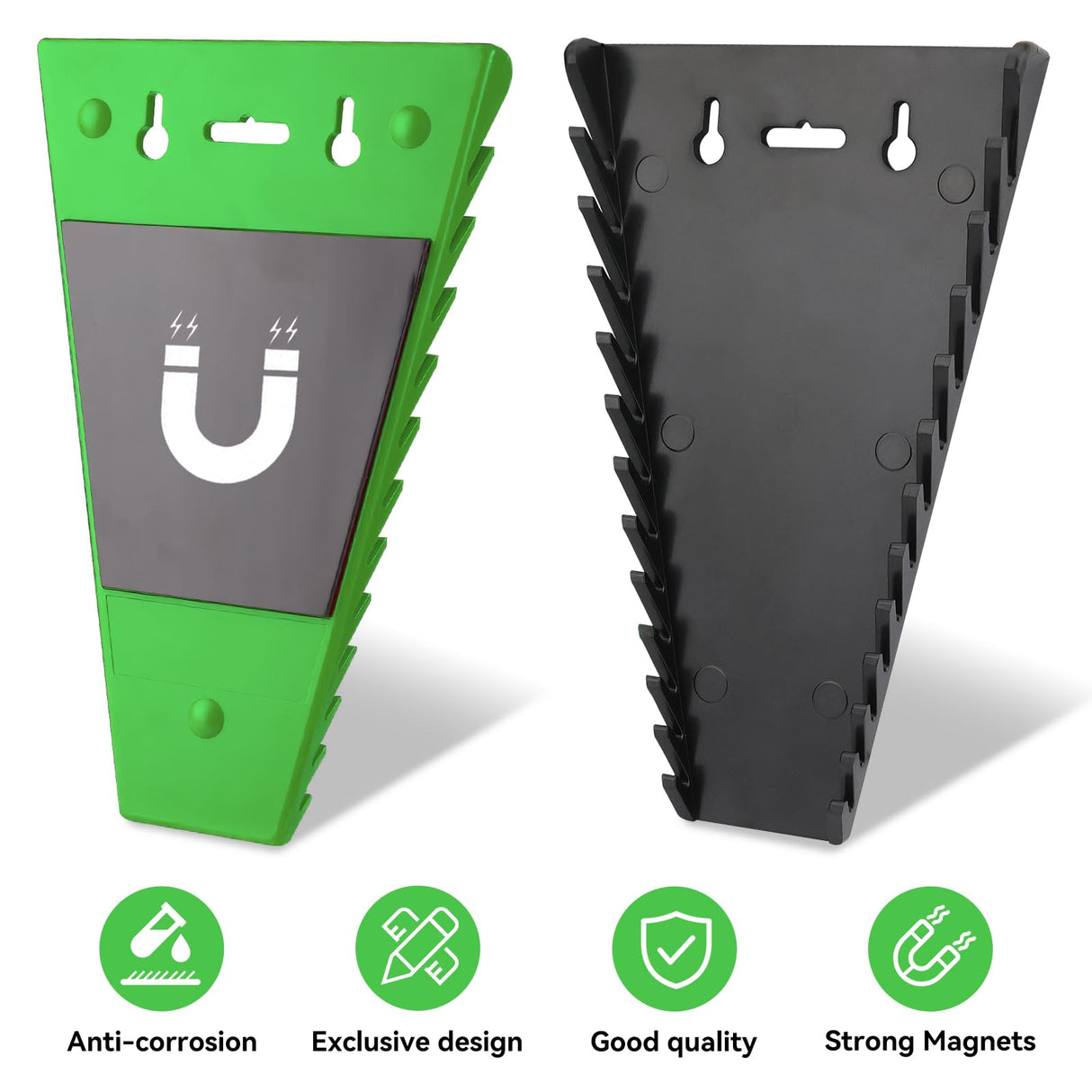 FTIHTRY 4Pack Magnetic Wrench Organizer wrench rack Tool Trays, Premium Quality Wrench Holder SAE(1/4" - 1/16") and Metric(6mm-24mm) FTIHTRY