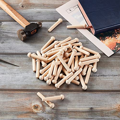 OLYCRAFT 50Pcs Mini Wooden Axle Peg 1-4/5Inch Unfinished Wooden Peg Blank Mushroom Wooden Peg Burlywood Axle Pegs Fits 8mm Hole Wooden Wheel for DIY OLYCRAFT