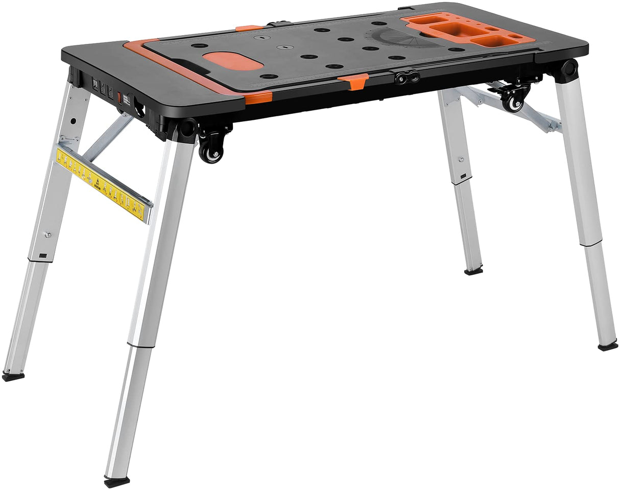 Multifunctional Folding Work Table, 7 in 1 Work Benches for Garage, as Portable Workbench, Sawhorse, Scaffold, Platform, Car Creeper, and Hand Truck, TLGREEN