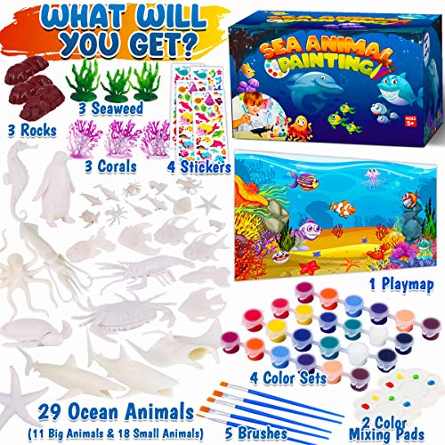 FUNZBO Kids Painting Set - Christmas Gifts for Kids, Arts and Crafts, Art Set with Art Supplies, Painting Tools, and Animal Toys, Toys for Girls, FUNZBO