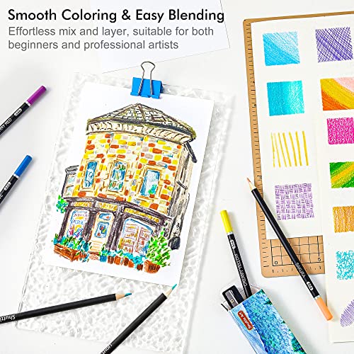 Shuttle Art Colored Pencils and Sketch Pad Bundle, Set of 174 Colors Professional Colored Pencils + 160 Sheets Artist Sketch Books Shuttle Art