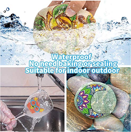 Oil Based Paint Pen, Permanent Paint Marker: Quick-Dry, Waterproof Paint Set of 12 for Rock Painting, Glass, Fabric, Ceramic, Wood, Metal, Mug, DAPAWIN